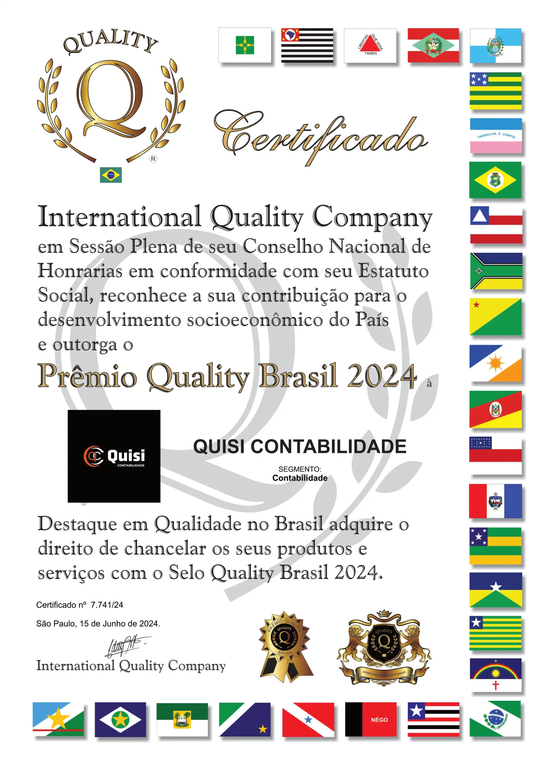 Certificado Brasil 2024 Quisi Contabilidade 1 - Quisi Contabilidade